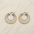Vervit Triple-Tone Layered Hoop Earrings for Women – 316L Stainless Steel with 18K Gold-Plated PVD Finish