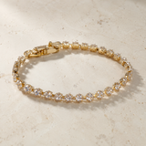 Vervit Gold Floral Stone Tennis Bracelet for Women – 18K Gold-Plated Anti-Tarnish Stainless Steel