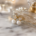 Gold Heart Pearl Drop Earrings for Festive Elegance | VERVIT