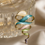 Vervit Abstract Ribbon Necklace Set for Festive Wear – Gold Finish, Necklace with Earrings