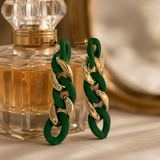 Vervit Emerald Chain Gold-Tone Green Drop Earrings