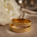 VERVIT Gold Plated Two-Tone Textured Bangle Set for Women