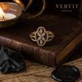 Golden Floral Crystal Statement Ring