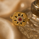 Golden Square Ruby Statement Ring