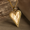 Vervit Gold-Tone Heart Pendant Necklace for Women – Ivory Centre Detail