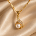 Vervit Gold-Tone Pearl Necklace Set for Women – Pendant with Earrings