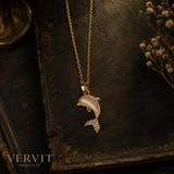 Golden Dolphin Pearl Pendant Necklace
