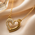 Vervit Gold-Tone Heart Necklace Set for Women – Pendant with Earrings