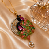 Peacock Bloom Pendant Set with Matching Earrings