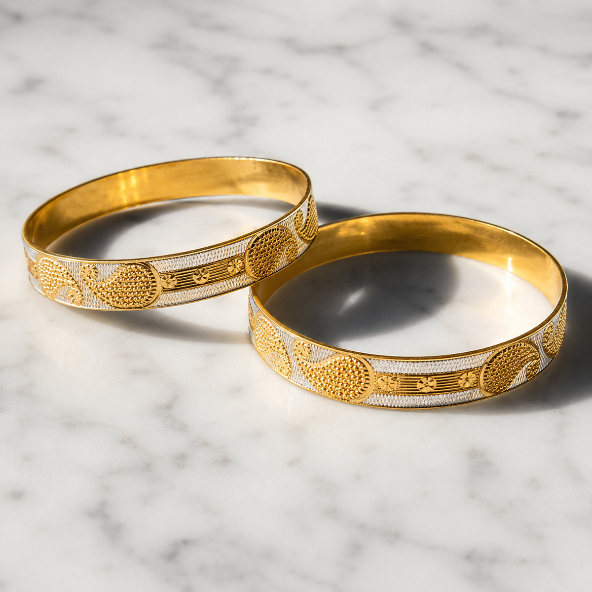 Vervit Paisley Aura Gold-Tone Bangle Set of 2