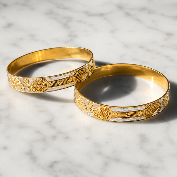Vervit Paisley Aura Gold-Tone Bangle Set of 2