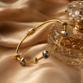 Vervit Bracelet with Blue Eye Charms for Daily Wear – Gold Finish, Single Piece