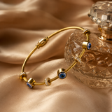 Vervit Bracelet with Blue Eye Charms for Daily Wear – Gold Finish, Single Piece