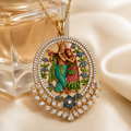 Radha Krishna Divine Pendant Set with Matching Earrings