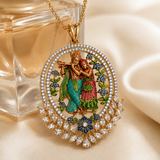 Radha Krishna Divine Pendant Set with Matching Earrings