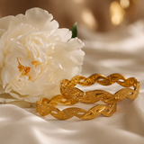 VERVIT Gold Plated Leaf Link Bangles for Women
