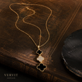 Vervit Black Clover Charm Pendant Necklace for Women – Gold Finish, Single Piece