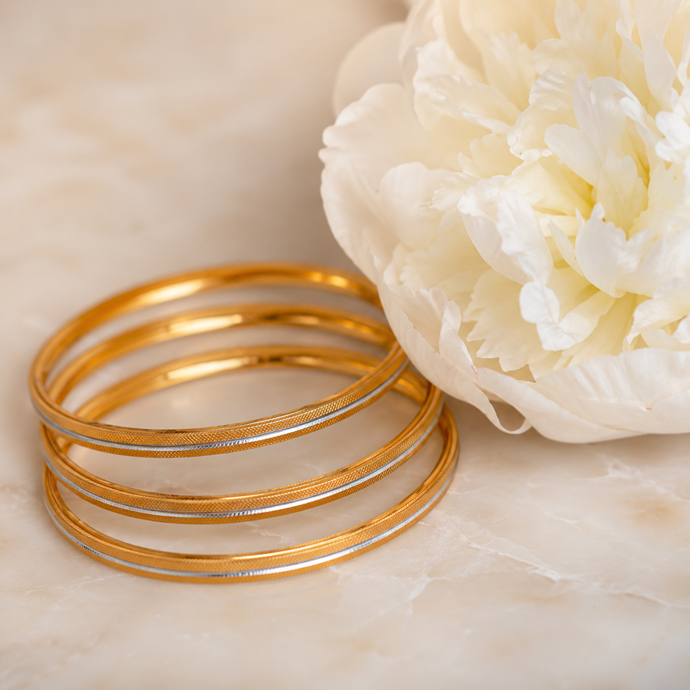 VERVIT Gold Plated Textured Bangle Set for Women