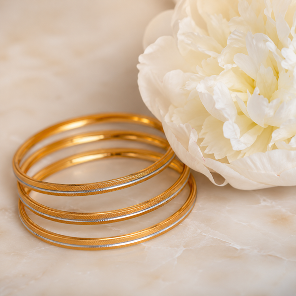 VERVIT Gold Plated Textured Bangle Set for Women