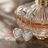 Silver Heart Drop Earrings