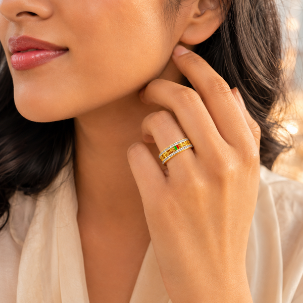 Vervit Crystal Band Ring for Daily Wear – Gold Finish, Single Piece