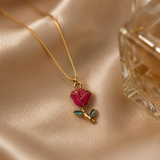 Rose Charm Pendant Set with Matching Earrings