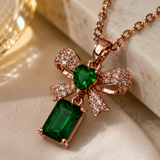 Emerald Bow Pendant Necklace