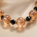 Champagne Beaded Necklace with Black Accent Details