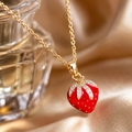 Vervit Strawberry Charm Pendant Necklace for Women – Gold Finish, Single Piece