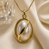 Vervit Oval Pendant Necklace Set for Festive Wear – Gold Finish, Necklace with Earrings