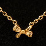 Minimal Golden Bow Charm Necklace