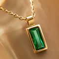 Emerald Bar Pendant Necklace