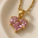 Pink Heart Solitaire Pendant Necklace