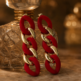 Vervit Rouge Chain Gold-Tone Red Drop Earrings