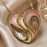 Vervit Abstract Heart Necklace Set for Festive Wear – Gold Finish, Necklace with Earrings