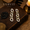 Gold White Link Dangler Earrings for Party & Festive Wear | VERVIT