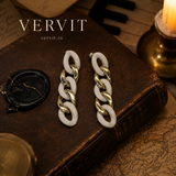 Gold White Link Dangler Earrings for Party & Festive Wear | VERVIT