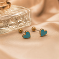 Vervit Aqua Heart Gold-Tone Stud Earrings
