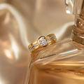 Two-Tone Crystal Solitaire Ring for Women