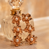 Rose Gold Floral Pearl Drop Earrings