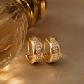 Vervit Gold-Tone Hoop Earrings for Women – Clear Stone Detail, Pair of 2