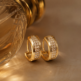 Vervit Gold-Tone Hoop Earrings for Women – Clear Stone Detail, Pair of 2