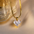 Vervit Crystal Heart Pendant Necklace for Women – Gold Finish, Single Piece