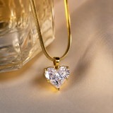 Vervit Crystal Heart Pendant Necklace for Women – Gold Finish, Single Piece