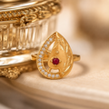 Golden Teardrop Ruby Statement Ring