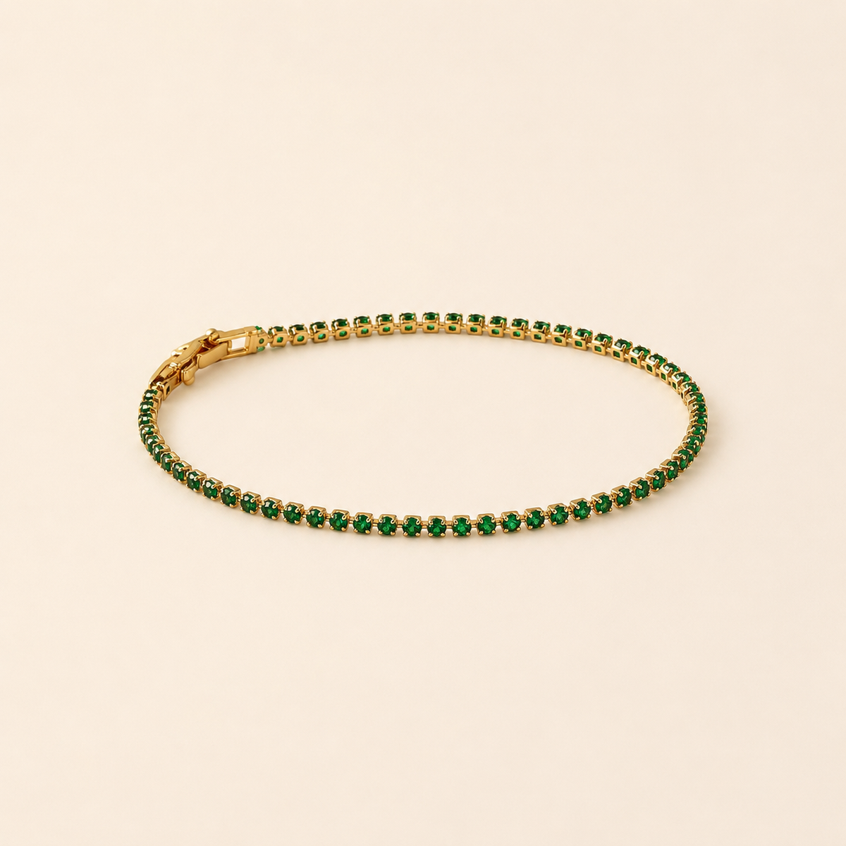 Vervit Gold Green Tennis Bracelet for Women – 18K Gold-Plated PVD Finish, Anti-Tarnish 316L Stainless Steel