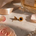 Vervit Aurelia Roman Gold-Tone Black Stud Earrings