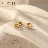 Vervit Gold Double Star Stud Earrings for Women – 18K Gold Plated PVD Finish on 316L Stainless Steel