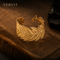 Vervit Gold Leaf Cuff Bangle for Women – 18K Gold-Plated PVD Finish, Anti-Tarnish 316L Stainless Steel