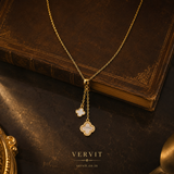 Vervit Gold-Tone Clover Drop Necklace for Women – Delicate Chain Design